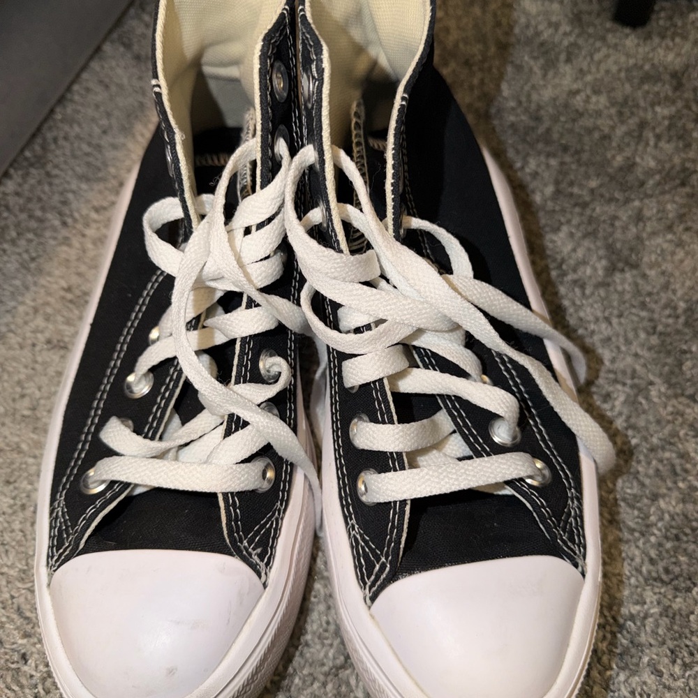 Converse Black and White Platform High-Top Sneakers - Picture 5 of 5